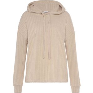 Breipullover - Zandkleur Mêlee - Met Capuchon - Loungewear