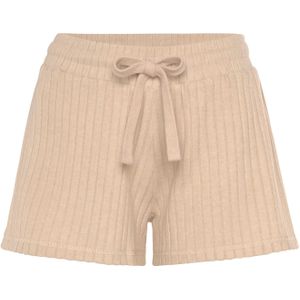 Lascana Pyjamashort met Ribstructuur Beige