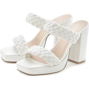 LASCANA Pantolette, Mule, Sandale, offener Schuh, raffinierte Riemchen im Flecht-Design