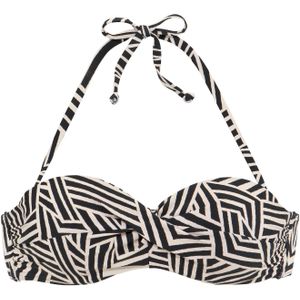 Look - Gedessineerd - Bikinitop - Zwart/Crème - Gewatteerd