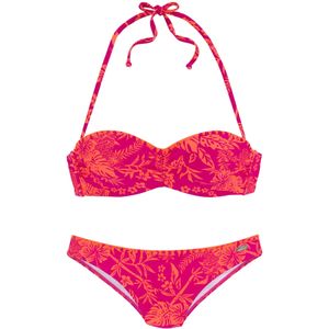 Look - Gedessineerd - Bandeau Bikini - Oranje/Pink - Gehaakt Randje