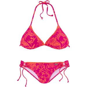 Look - Halterbikini - Oranje/Pink Gedessineerd - Gehaakt Randje