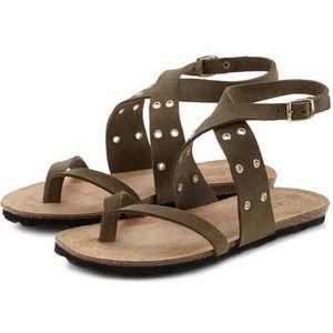 Lascana - Sandaal - Olijf - Kurken Voetbed - Gespsluiting