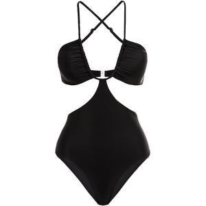 Beenlijn - Hoge Beenlijn - Badpak - Zwart - Met Sluiting Achter