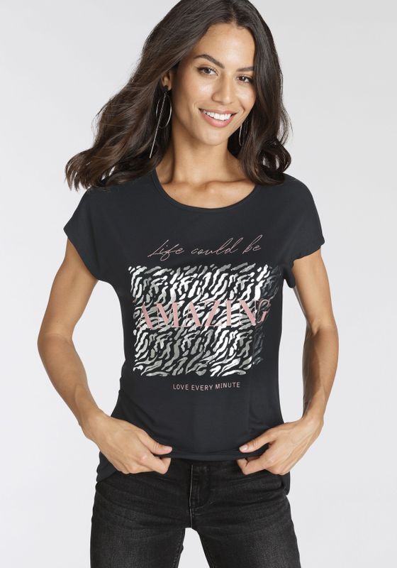 Laura Scott T-Shirt, figurumspielende Passform, bedruckt, Rundhalsausschnitt