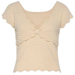 Vivance - T-shirt - Beige - Katoenmix - Korte Mouwen - V-hals