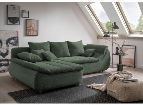 INOSIGN Ecksofa "Imola elegant und bequem, aktuelle Steppung im Sitz, L-Form", wahlweise mit Bettfunktion