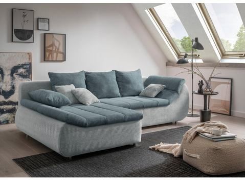 INOSIGN Ecksofa "Imola elegant und bequem, aktuelle Steppung im Sitz, L-Form", wahlweise mit Bettfunktion