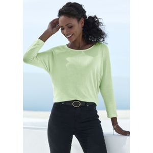 Lascana - Shirt - Lichtgroen - 3/4-mouwen - Van Lichte Tricotkwaliteit