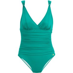 Beenlijn - Badpak - Turquoise - Softcups - Hoge Rechte Ruglijn