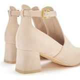 Lascana - Knielaarzen - Beige - Laarzen met Blokhak en Zachte Binnenzool - VEGAN