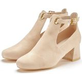 Lascana - Knielaarzen - Beige - Laarzen met Blokhak en Zachte Binnenzool - VEGAN