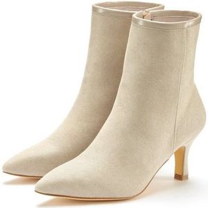 Lascana - High-heel Enkellaars - Beige - Imitatieleer - Ritssluiting