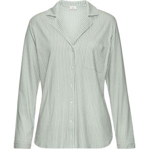 Donkergroen Gestreept - Pyjama - Knoopsluiting - Lange Mouwen - V-hals