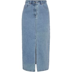 Spijkerrok - Lichtblauw - Denim - Midi-lengte met Split