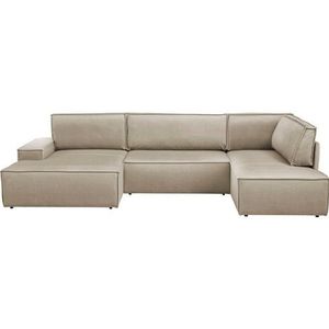 Home affaire Wohnlandschaft "SHERWOOD 329 cm, U-Form, Schlafsofa,", Schlaffunktion m. Bettkasten (194x139 cm), Cord, Vintage, Samtvelours