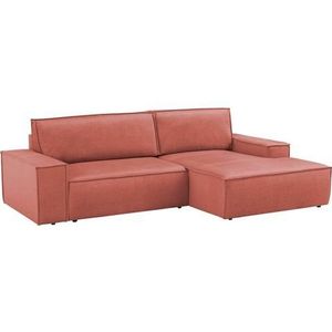 Home affaire Hoekbank SHERWOOD bedbank 267 cm, L-model, Slaapfunctie met bedlade (210x136 cm), cord, vintage, fluweel