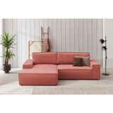 Home affaire Ecksofa SHERWOOD Schlafsofa 267 cm, L-Form, Schlaffunktion mit Bettkasten (210x136 cm), Cord, Vintage, Samtvelours