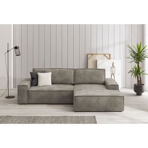 Home affaire Ecksofa SHERWOOD Schlafsofa 267 cm, L-Form, Schlaffunktion mit Bettkasten (210x136 cm), Cord, Vintage, Samtvelours