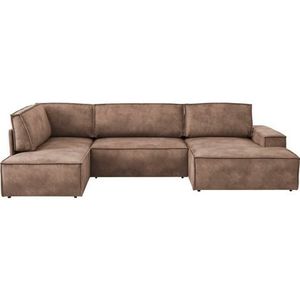 Home affaire Wohnlandschaft SHERWOOD 329 cm, U-Form, Schlafsofa, Schlaffunktion m. Bettkasten (194x139 cm), Cord, Vintage, Samtvelours