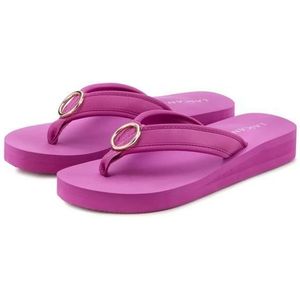 LASCANA Badezehentrenner, Sandale, Pantolette, Badeschuh mit Ringapplikation ""Italy"" VEGAN