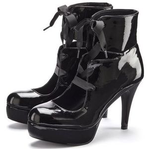 LASCANA Belle Affaire High-Heel-Schaftpumps, Stiefelette mit Plateau, Lackoptik