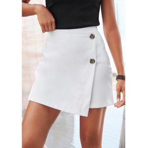 Wikkelrok - Wit - Sierknopen - Ritssluiting - Casual-Chic