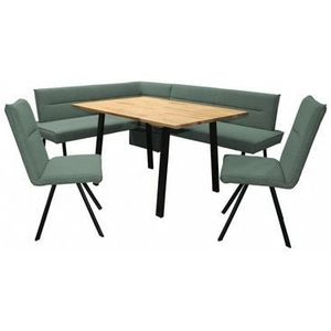 Home affaire Eethoek Sava Hoekbank met nosagvering in de zitting, massief eiken tafel (set, 4-delig)