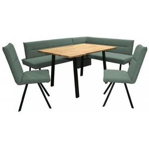 Home affaire Eethoek Sava Hoekbank met nosagvering in de zitting, massief eiken tafel (set, 4-delig)