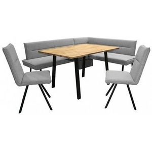 Home affaire Eethoek Sava Hoekbank met nosagvering in de zitting, massief eiken tafel (set, 4-delig)