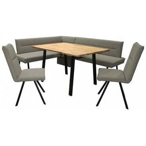 Home affaire Eethoek Sava Hoekbank met nosagvering in de zitting, massief eiken tafel (set, 4-delig)