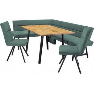 Home affaire Eethoek Sava Hoekbank met nosagvering in de zitting, massief eiken tafel (set, 4-delig)