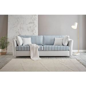 Driezitsbank - Lichtbeige - Blauw Gestreept - Wit
