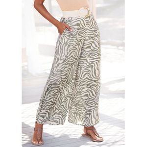 Harembroek - Kaki/Beige - Satijn - Dierenprint - Luchtige Stof