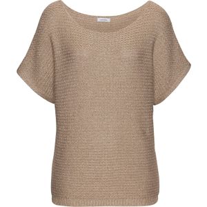 Lascana - Trui - Camelkleur/goudkleur - Korte Mouwen - Luchtig Ajour Breiwerk