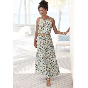 Lascana - Maxi-jurk - Zandkleur - Van Geweven Viscose - Lichte Zomerjurk met All-over Print