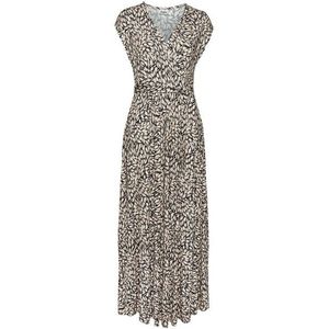 Zomerjurk - Zwart/Taupe - V-hals - Korte Mouwen - Met Zakken