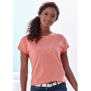 Vivance - T-shirt - Peach - Met Modieuze Frontprint - Zachte Katoenkwaliteit