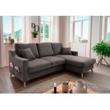 INOSIGN Ecksofa "Valentina L-Form", 2 Zierkissen, mit Seitentasche, ausziehbarer Liegefläche, Bettkasten