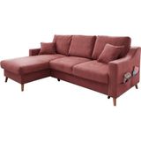 INOSIGN Ecksofa "Valentina L-Form", 2 Zierkissen, mit Seitentasche, ausziehbarer Liegefläche, Bettkasten