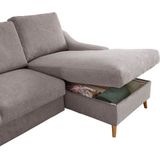 INOSIGN Ecksofa "Valentina L-Form", 2 Zierkissen, mit Seitentasche, ausziehbarer Liegefläche, Bettkasten