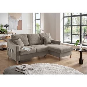 INOSIGN Ecksofa »Valentina L-Form«, 2 Zierkissen, mit Seitentasche, ausziehbarer Liegefläche, Bettkasten
