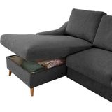 INOSIGN Ecksofa "Valentina L-Form", 2 Zierkissen, mit Seitentasche, ausziehbarer Liegefläche, Bettkasten