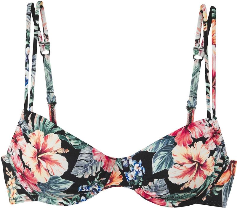 Lascana - Salsa - Beugelbikinitop - Zwart Gedessineerd - Verwijderbare Softcups