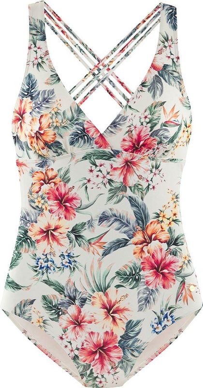 Lascana - Salsa - Badpak - Bloemenprint - V-hals - Gekruiste Bandjes