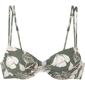 Look - Gebloemd - Bikinitopje - Olive Creme - Met Sluiting Achter