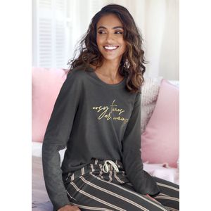 Lascana - Pyjama Top - Antraciet - Met Folieprint