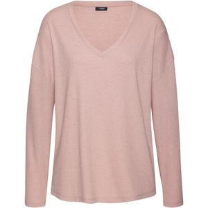 Oudroze Longsleeve - Zachte Ribkwaliteit - V-hals - Lange Mouwen - Loose Fit
