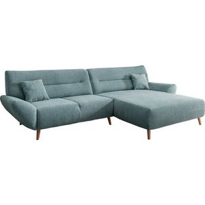 INOSIGN Ecksofa »Drago, elegant und zeitlos, komfortabel, Holzfuß, L-Form«, frei im Raum stellbar, inkl. 2 Zierkissen