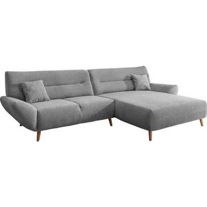 INOSIGN Ecksofa »Drago, elegant und zeitlos, komfortabel, Holzfuß, L-Form«, frei im Raum stellbar, inkl. 2 Zierkissen